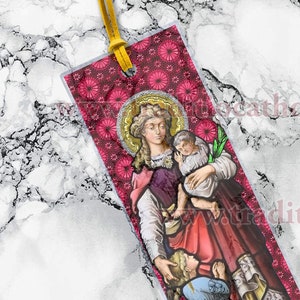 Marcador de Escrituras bíblicas laminado transparente de Santa Caridad.