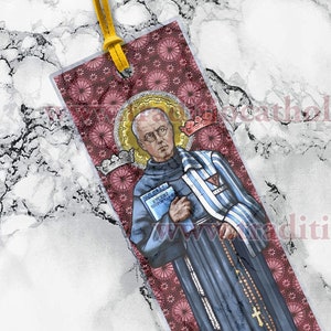 Segnalibro plastificato trasparente con le Scritture della Bibbia di San Massimiliano Kolbe.