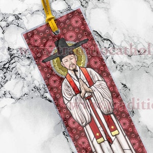 Saint Andrew Kim Taegon CLEAR See-Through laminated Bible Scripture bookmark.