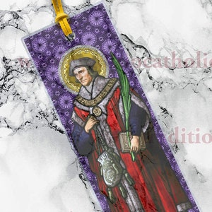 Saint St Thomas More, Schutzpatron der Anwälte CLEAR Durchsichtiges laminiertes Bibellesezeichen.