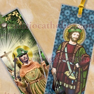 Saint St Hubert, Schutzpatron der Jäger Klare durchsichtige und mit Zitat laminierte Bibel-Lesezeichen.