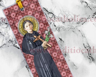 Saint Gemma Galgani, patron of backache and headache CLEAR See-Through laminated Bible Scripture bookmark.