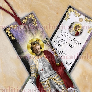 Saint Edmund the martyr laminated Bible Scripture bookmark. St. Edmund bookmark