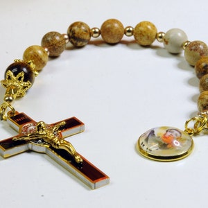 St. Vincent Ferrer Royal Limited Edition Precious Decade Rosary with 18K Gold plating, quality precious stones & prayer card.