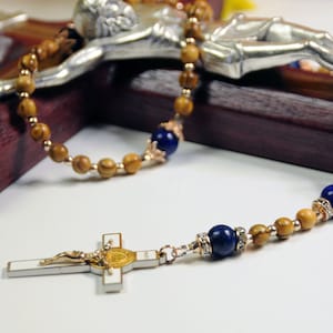 Our Lady of Hope Limited Edition Precious Holy Rosary with 18K Rose Gold plating, high quality precious stones & prayer card.