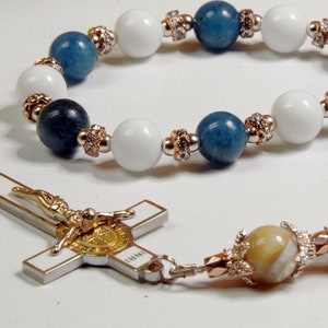 Stella Maris Limited Edition Royal Precious Relic Chaplet with large stones & 18K Rose Gold plated components. Star of the Sea Chaplet.