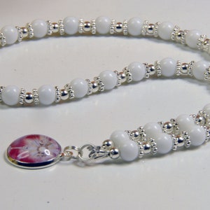 Most Blessed Sacrament Limited Edition Majestic Precious Relic Chaplet with quality white alabaster stones & prayer card.
