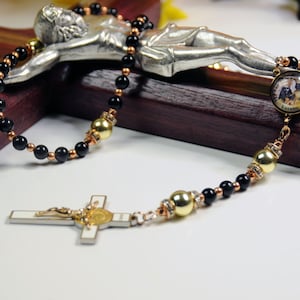 Our Lady of Loreto Majestic Limited Edition Precious Holy Rosary with 18K Gold plating, high quality precious stones and prayer card.