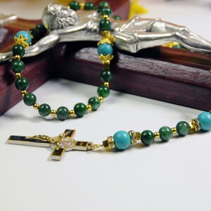 Saint Raphael Royal Heavenly Host Limited Edition Precious Holy Rosary with 18K Gold plating, high quality precious stones and prayer card.