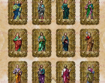 Twelve (12) Apostles Stained Glass Catholic Holy prayer card gift set. Stained Glass style cards. SAVE 5%.