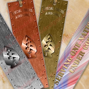 US Special Forces metallic laminated bookmarks. Custom US Special Forces bookmark.