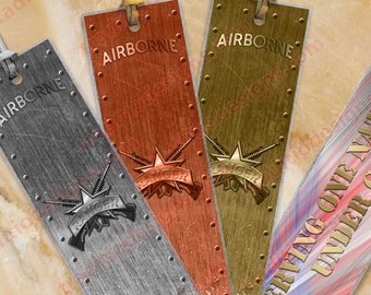 US Army Airborne Ranger metallic laminated bookmarks. Custom US Army Airborne Ranger bookmark.