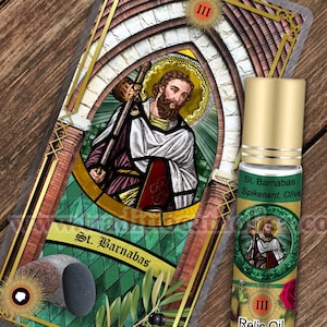 Saint Barnabas the Apostle Relic holy prayer card and relic anointing oil. St. Barnabas 3rd class relic for healing.