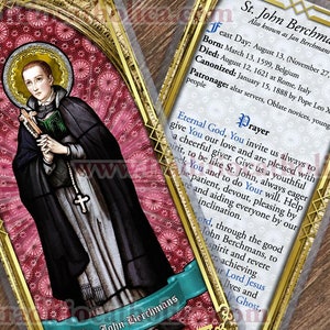 Saint John Berchmans gelamineerde katholieke heilige gebedskaarten. Glas-in-loodkunst van St. John Berchmans