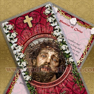 Passie van Christus katholieke heilige gebedskaart. Jezus heilige kaart