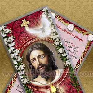 Carte de prière catholique pour les négligences quotidiennes. Carte sacrée de Jésus