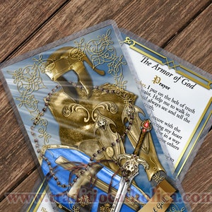 Armure de Dieu, Ephésiens 6 carte sainte catholique plastifiée. Cartes de prière sainte catholique. Carte sainte catholique Armor of God