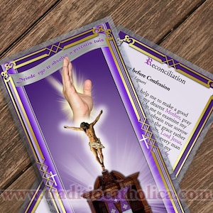 Verzoening Biecht sacrament gelamineerde heilige gebedskaart. Sacramentkaart collectie. 5 mil dik.