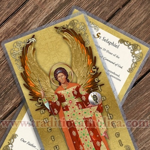 Heilige Selaphiël Aartsengel gelamineerde heilige gebedskaarten. Heilige kaart in orthodoxe stijl. Sint-Selaphiëlkaart.