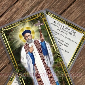 Clet de São Francisco Regis, China laminado Catholic Holy Card. Coleção Great Saints. Cartão de Oração Sagrada do Mártir Chinês. 5mil de espessura
