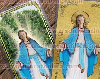 Our Lady of Gietrzwald laminated Catholic Holy Cards. Our Lady of Gietrzwald Statue Art Prayer Card