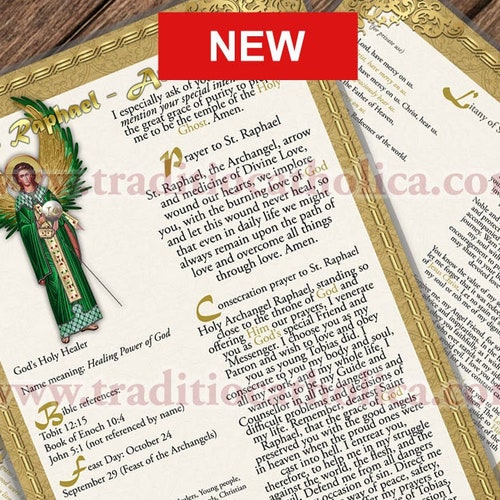 St. Saint Raphael Archangel Laminated Holy Prayer Cards. - Etsy