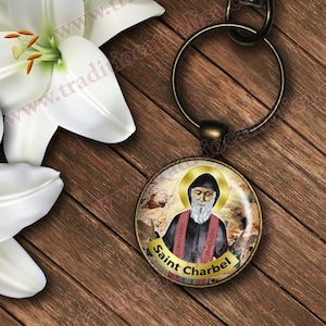 Saint St Charbel, Lebanon - bronze high quality keychain.
