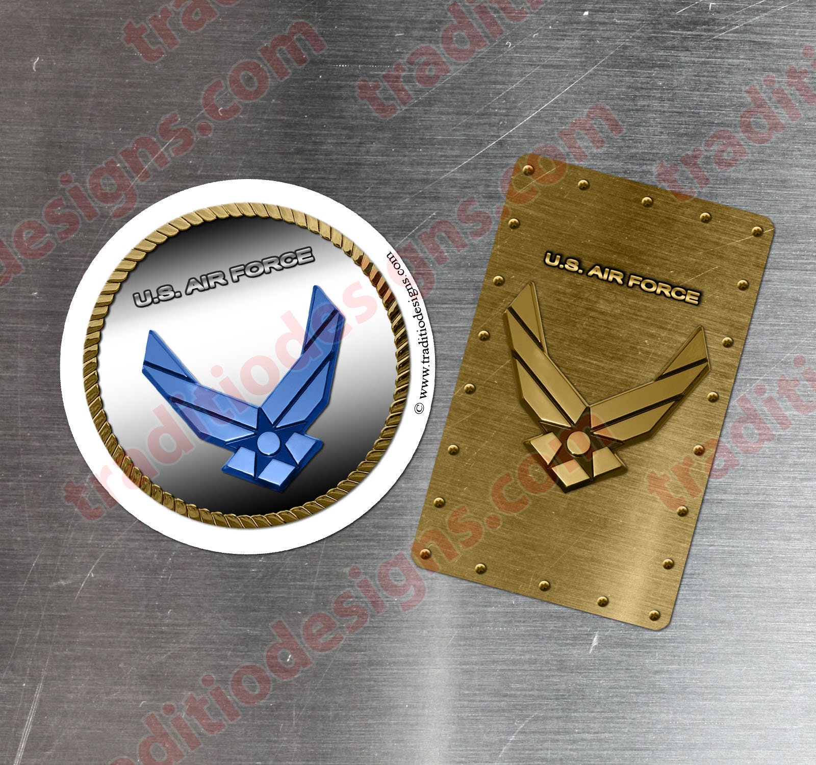 US Air Force Magnets, Air Force Decal Round 3.5 Inch and Rectangular