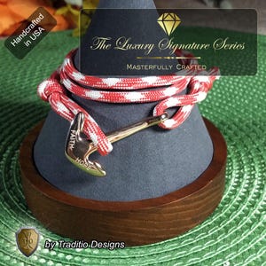 St. Philomena Rot & Weiß Andachts Armband | 18K Rose Gold Plated Anker Verschluss | Inklusive laminierter Gebetskarte