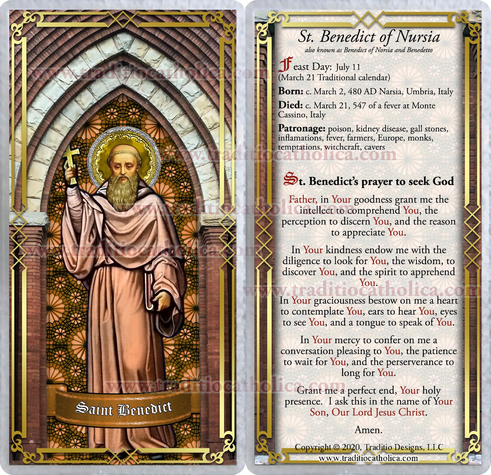 Saint Benedict kidney problems Stained Glass laminated Holy Etsy