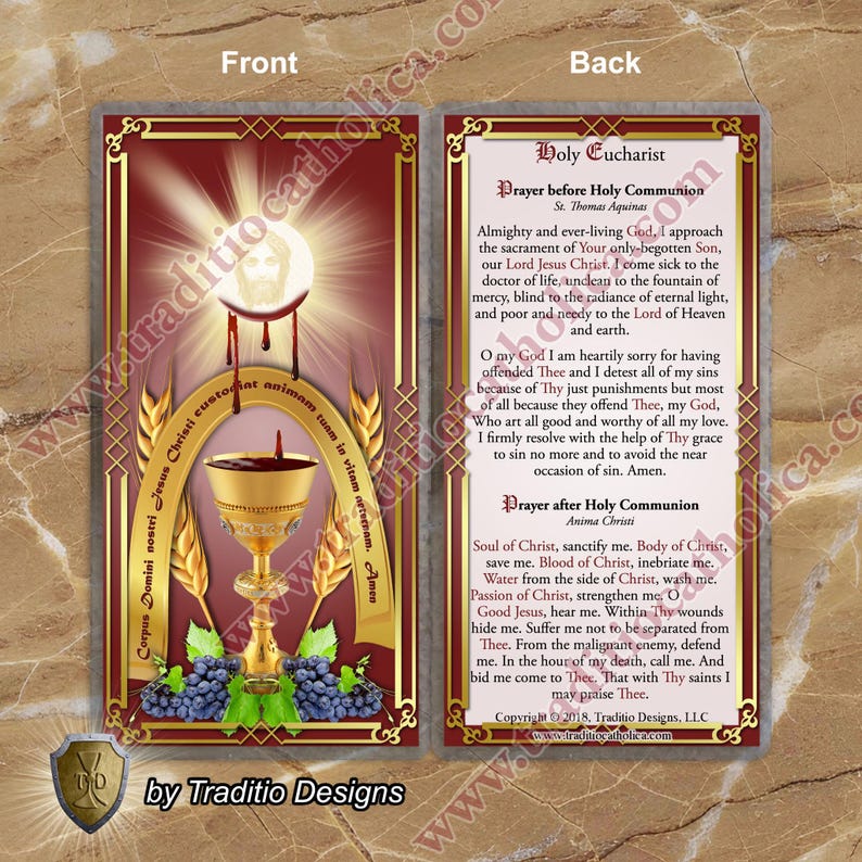 Holy Eucharist Sacrament and Pro-life Laminated Holy Prayer Card ...