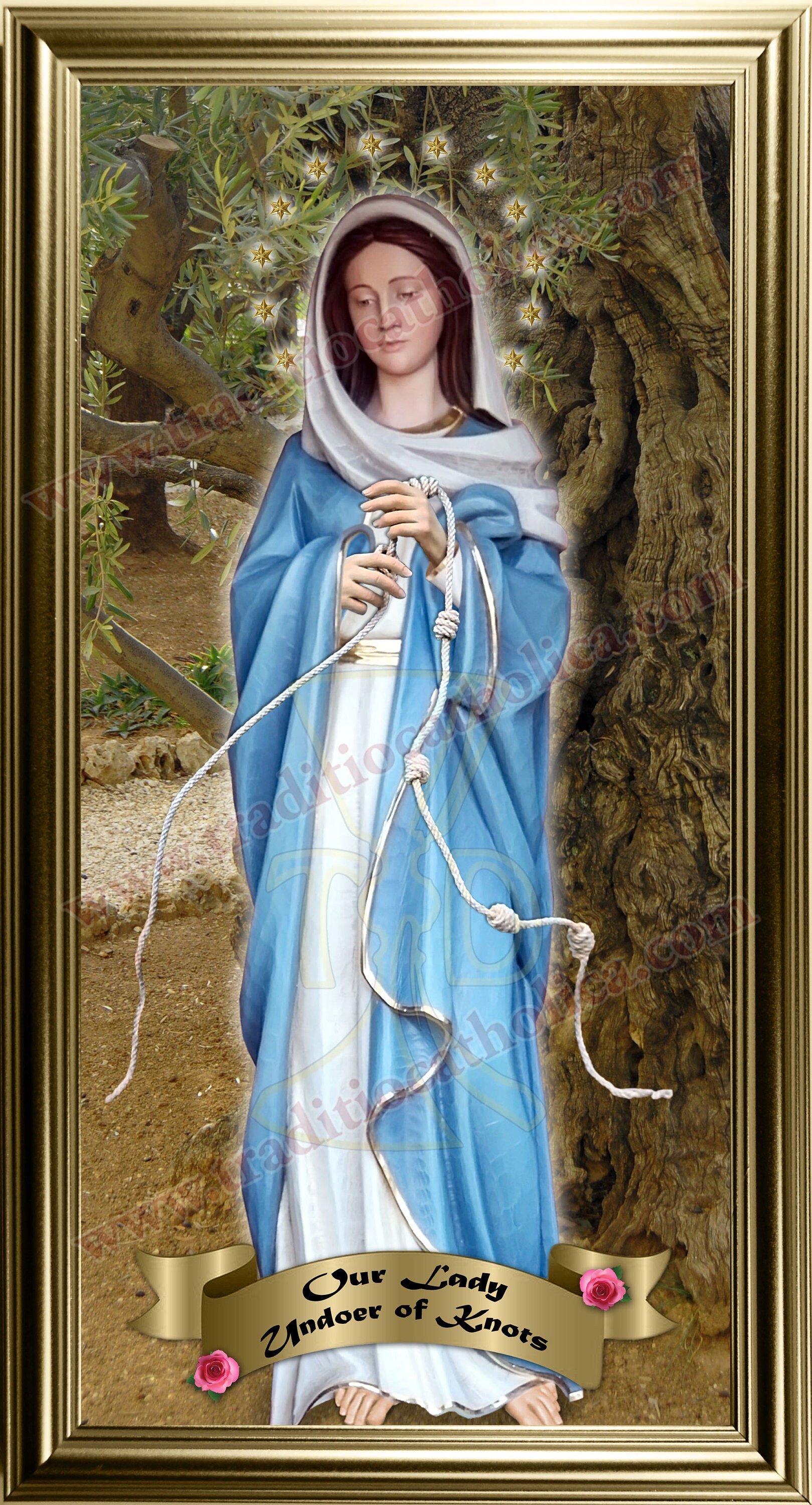 Our Lady Undoer of Knots Handcrafted Framed Prints. 7x14 Size. Our Lady ...