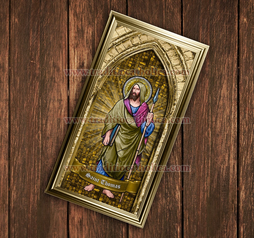 Saint Thomas the Apostle Handcrafted Framed Prints. 7x14 Size. St ...