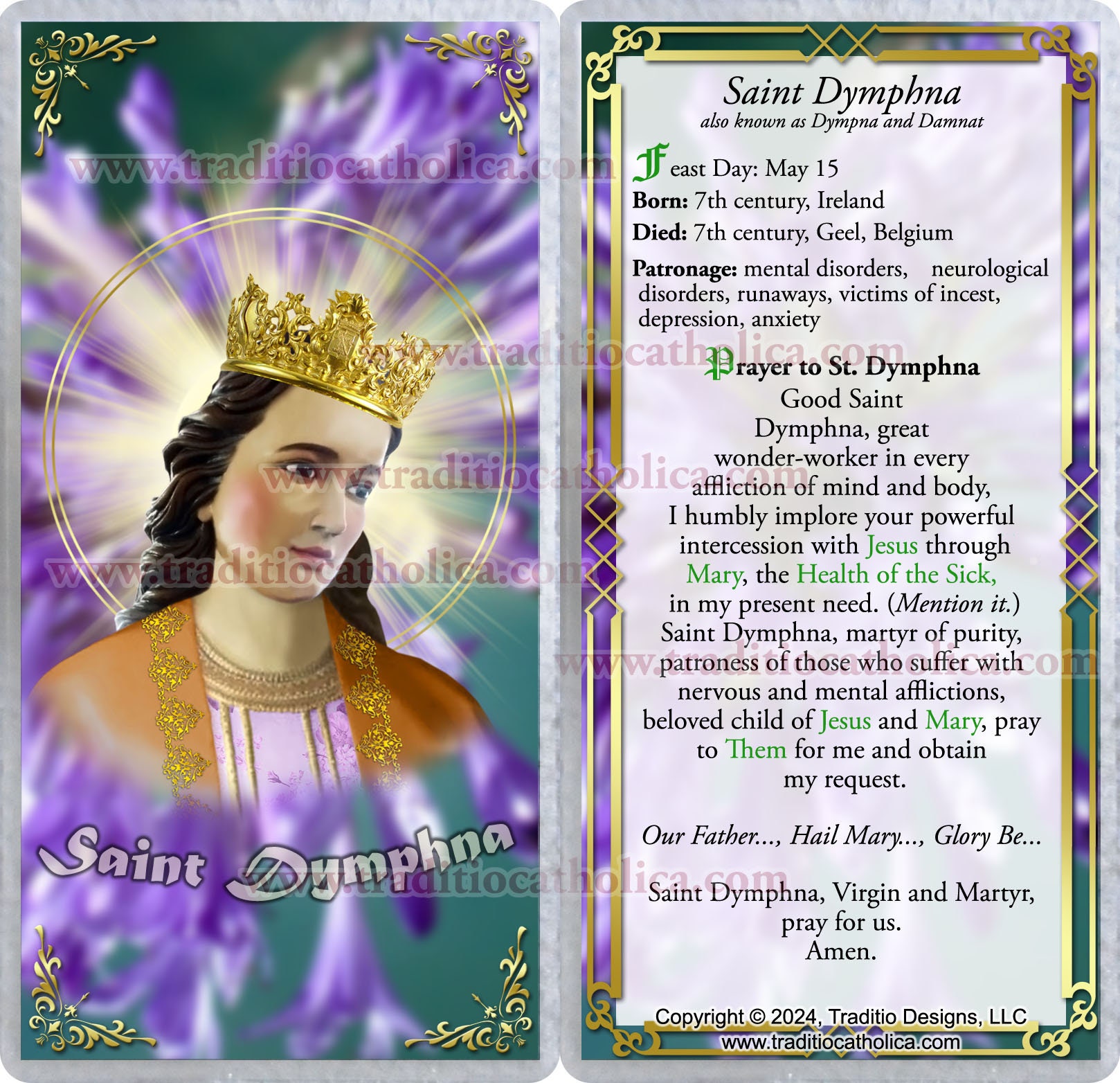 thumbnail image 2 of St. Dymphna Holy Relic Oil – 1 Oz – Handmade USA – With Laminated Prayer Card 2 of 5