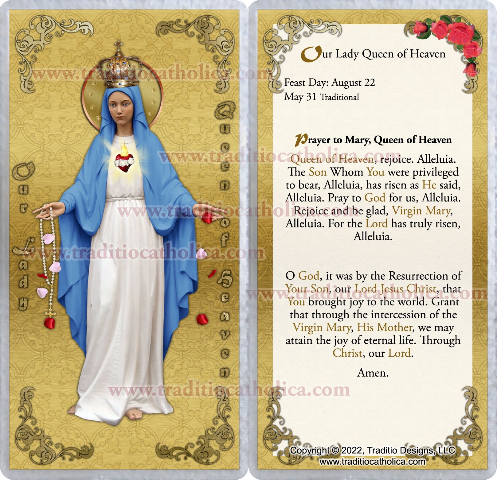 Calamite Madonna Regina del Cielo. Statua di Maria art. Statua della Regina  del Cielo. -  Italia