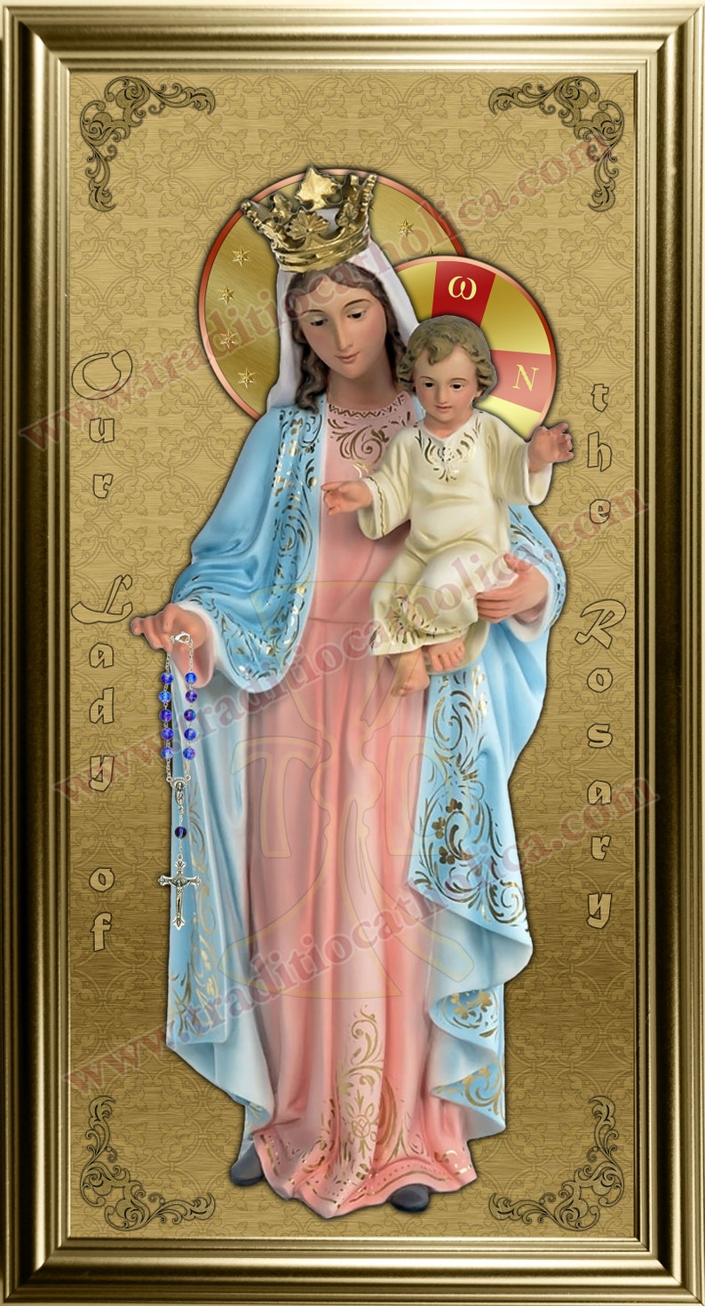 Our Lady of the Rosary Handcrafted Framed Prints. 7x14 Size. Our Lady ...