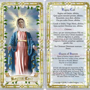 Four Marian Antiphons, Four Marian Chants Holy Prayer Card Set. Salve ...