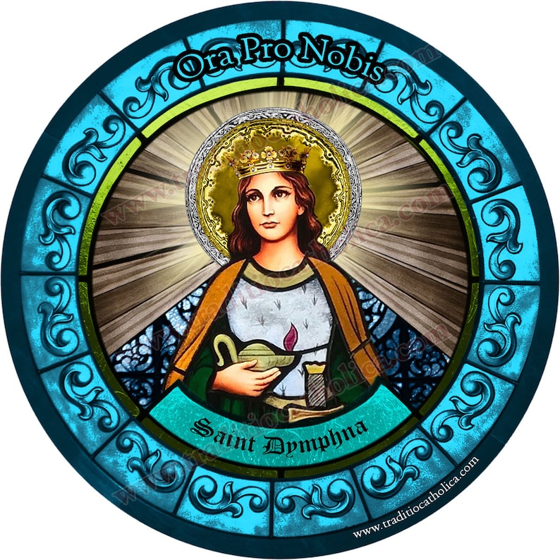 Saint St. Dymphna patron of mental illness Stained Glass round Etsy