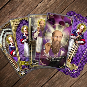 Saint Francis de Sales, France laminated Holy Prayer cards. St. Francis de Sales Stained Glass Art.