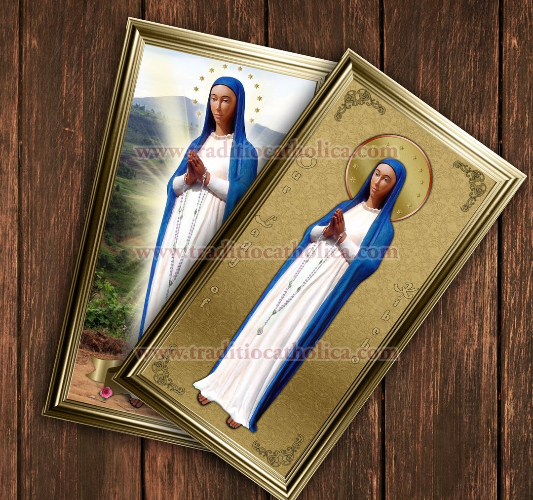 Our Lady of Kibeho Handcrafted Framed Prints. 7x14 Size. Our Lady of