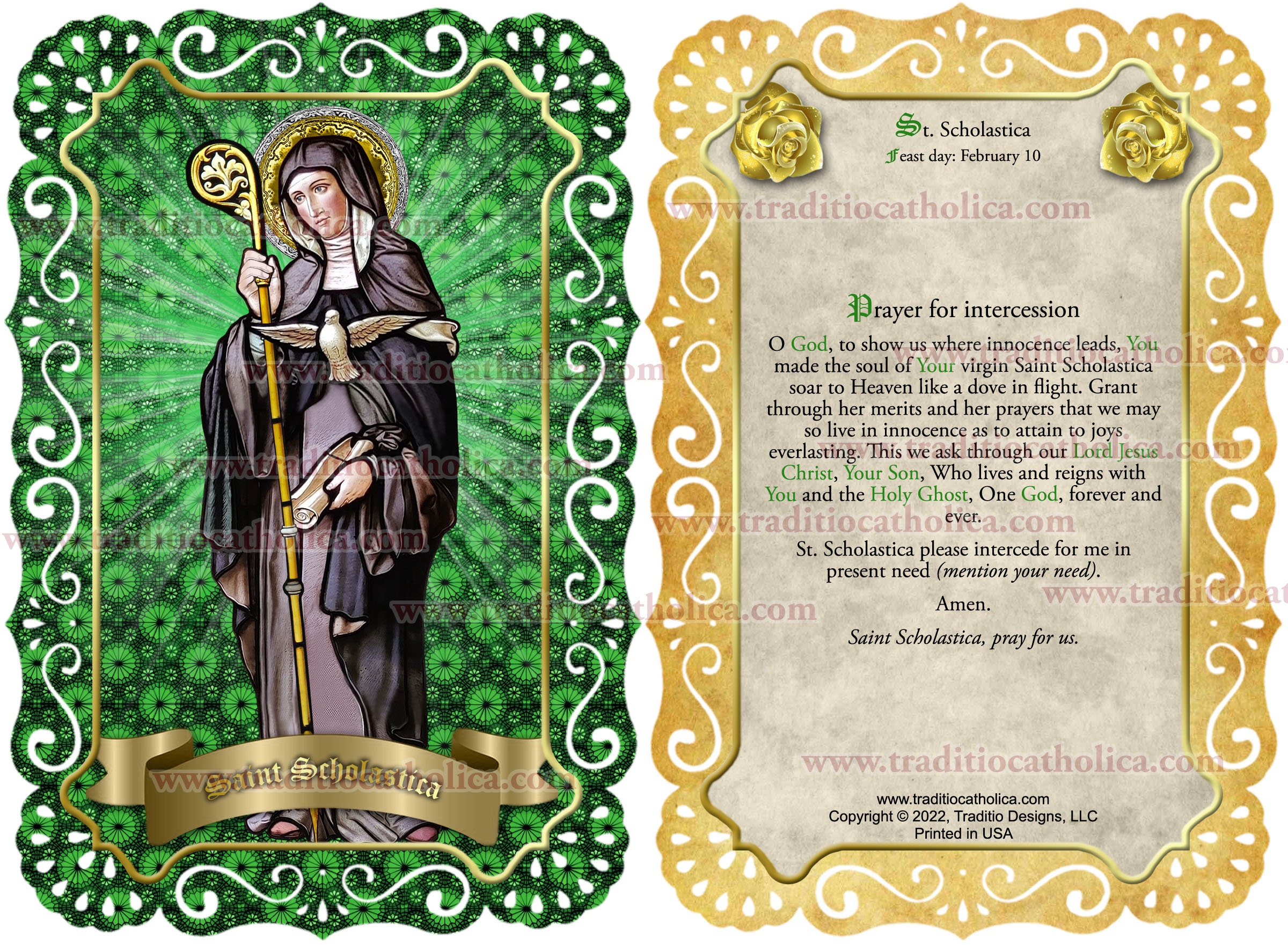 Saint Scholastica Wood Panel Print