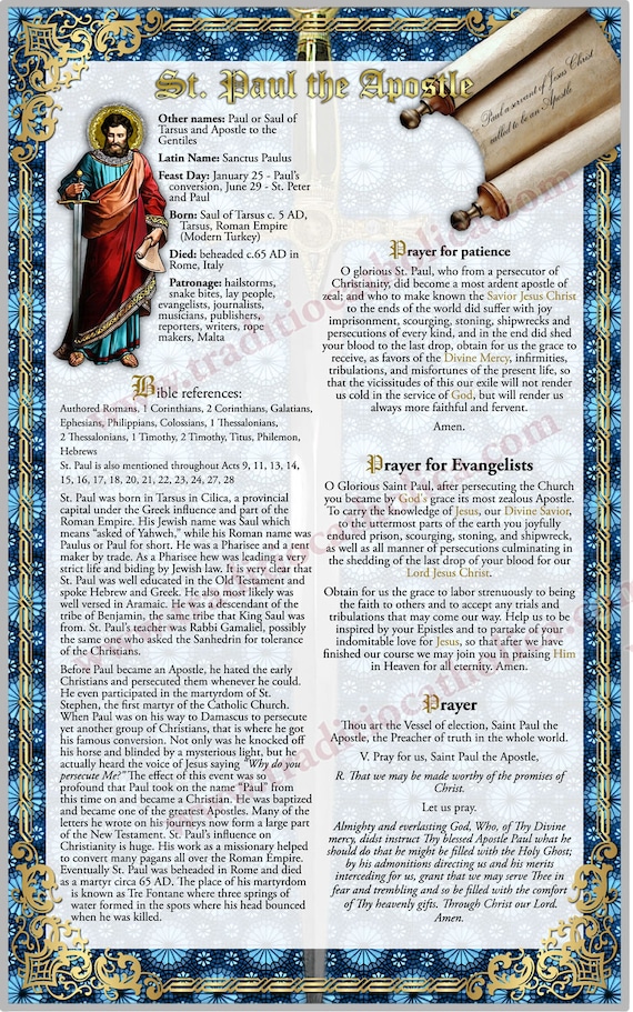 List Of The Apostle Paul's Prayers