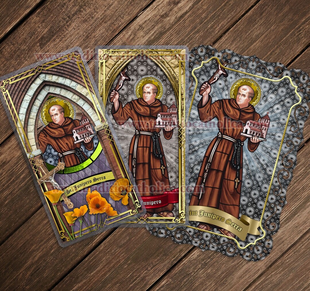 Saint Junipero Serra, Patron of California, Stained Glass Laminated and
