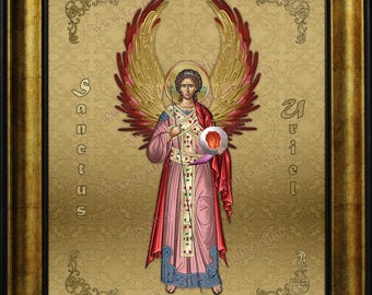Saint Uriel handcrafted framed prints in various sizes and styles.