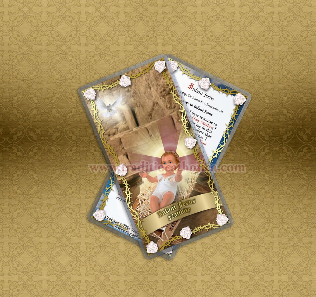 Infant Jesus Catholic Holy Prayer Card. Baby Jesus Prayer Card. Jesus ...