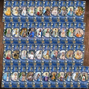 Marian Holy Relic gebedskaart cadeauset. Perfect cadeau voor katholieken. BESPAAR 10%. 41 afbeeldingen van Maria.