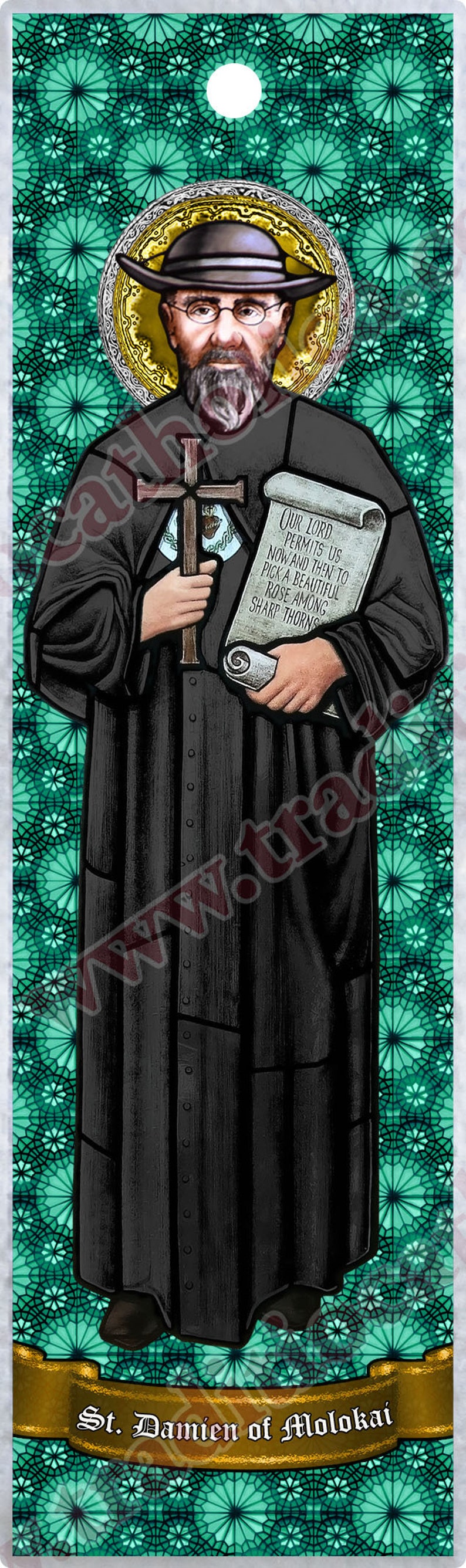 Saint Damien of Molokai CLEAR See-through Laminated Bible Scripture ...