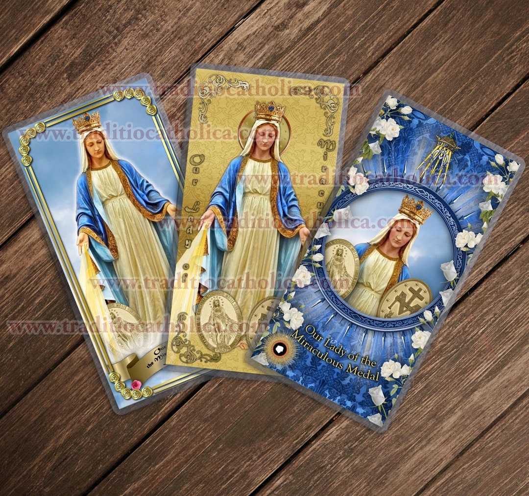 Our Lady of the Miraculous Medal France Laminated Catholic Holy Cards ...