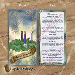 Advent Wreath traditional Catholic holy prayer card. Heaven Collection. 5mil thickness Standalone card