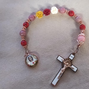 Maria Rosa Mystica Limited Edition Royal Precious Decade Rosary with 18K Rose Gold plating and quality stones